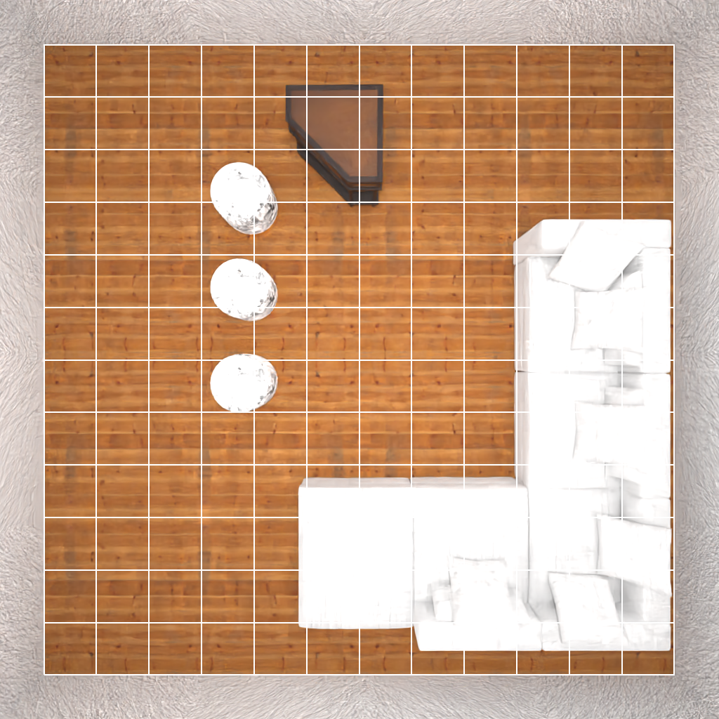 Top-down view of the room