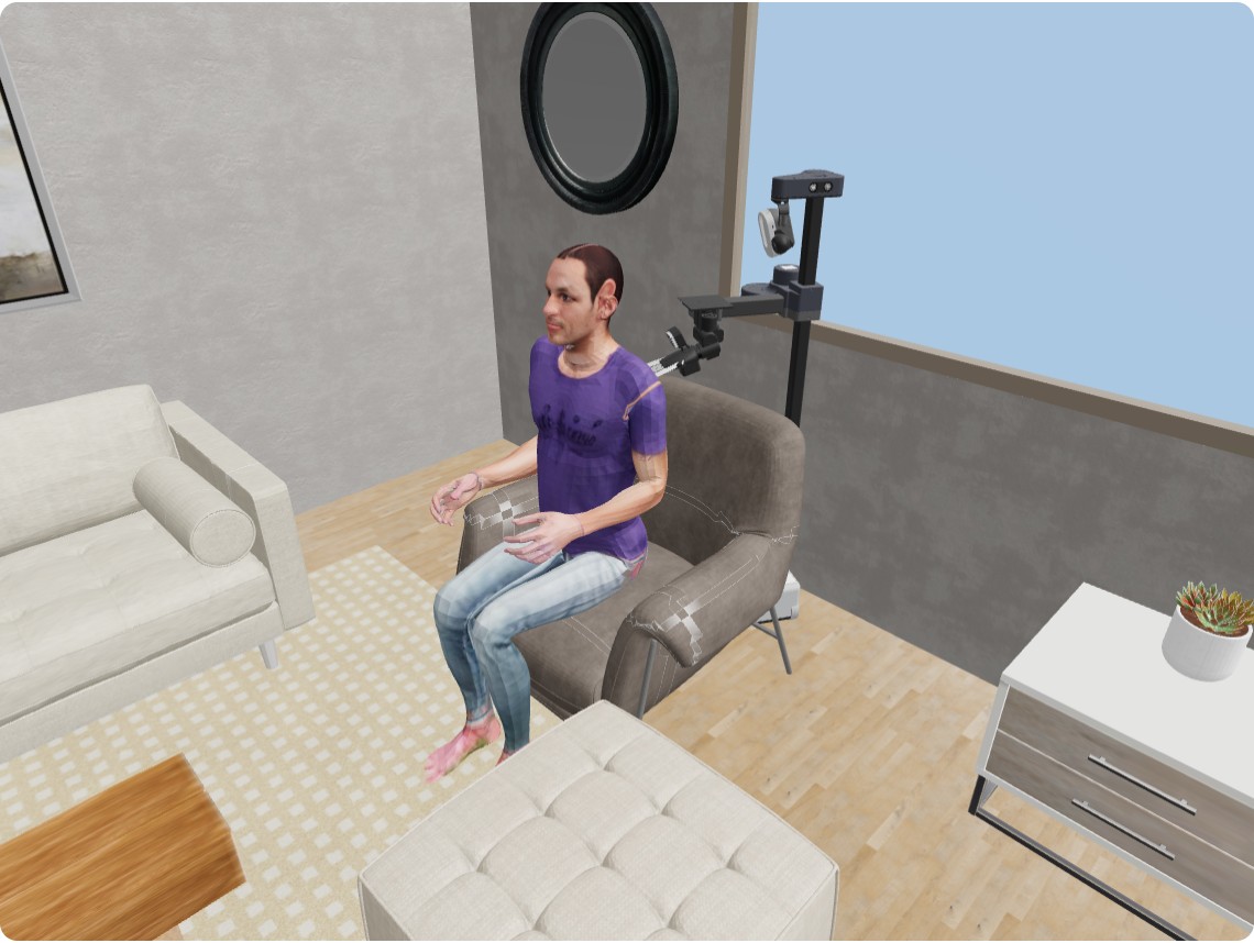 Accepted earlier candidate: robot behind the chair, closer to the scalp and passing reachability and clearance gates