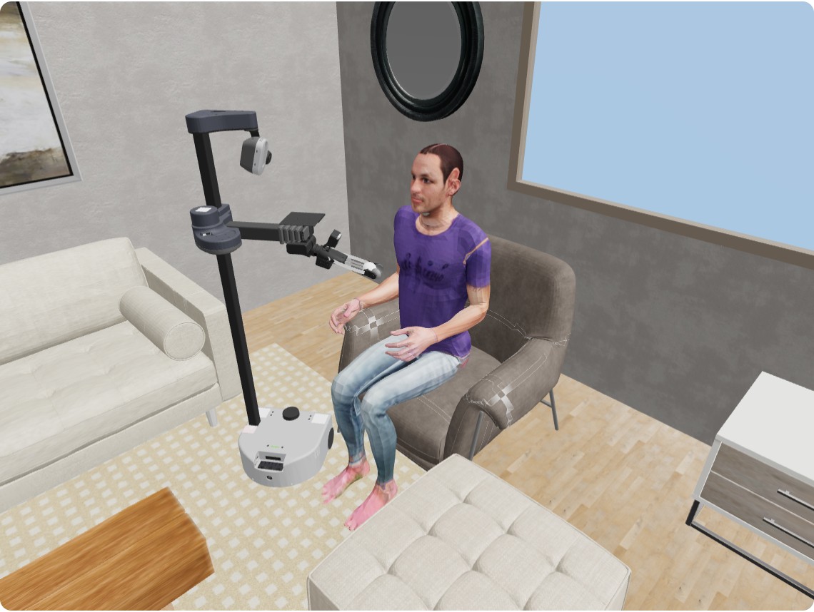 Last candidate: robot beside the knees, failing scalp reachability
