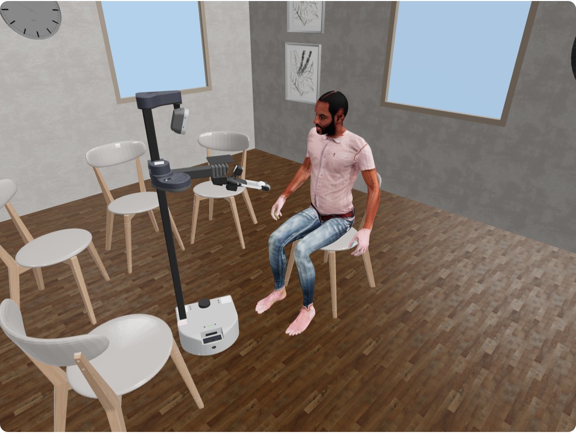 After resume: robot placed at the revised angle toward the right foot